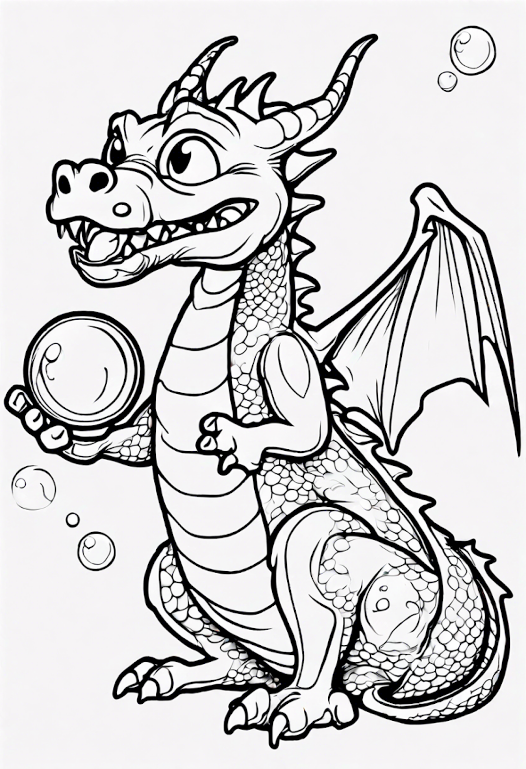 Playful Dragon Blowing Bubbles coloring pages
