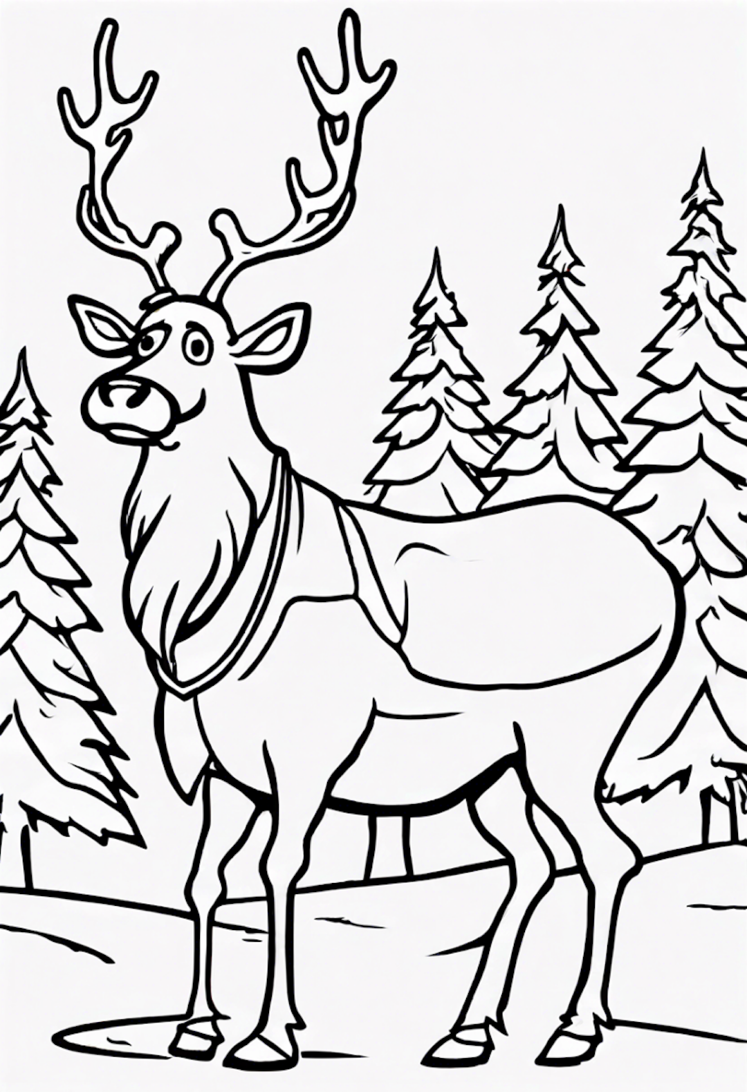 Santa And His Reindeer coloring pages