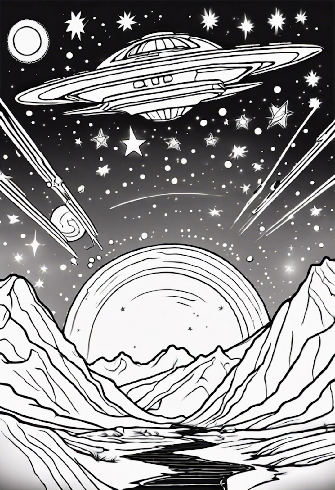 Seven Delighted Stars Going On A Starship Adventure coloring pages