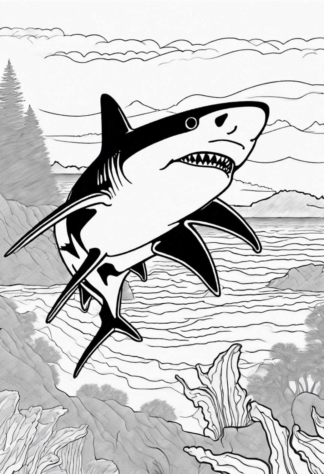 Silvertip Shark coloring pages