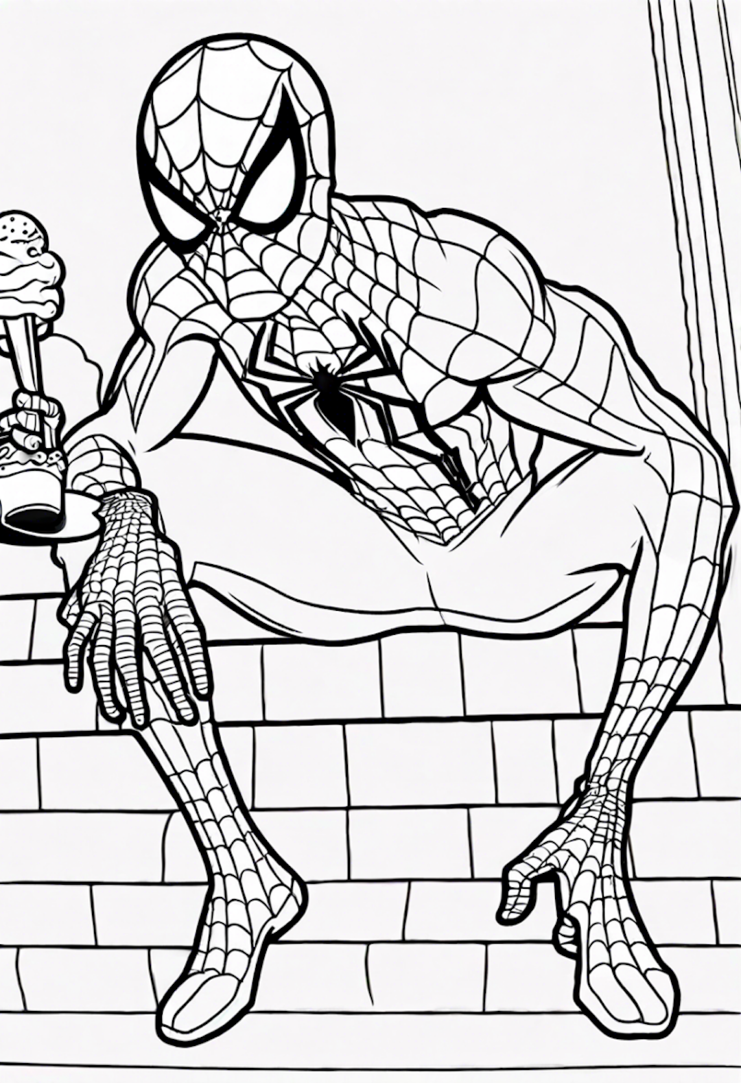 Spiderman At The Ice Cream Parlor coloring pages