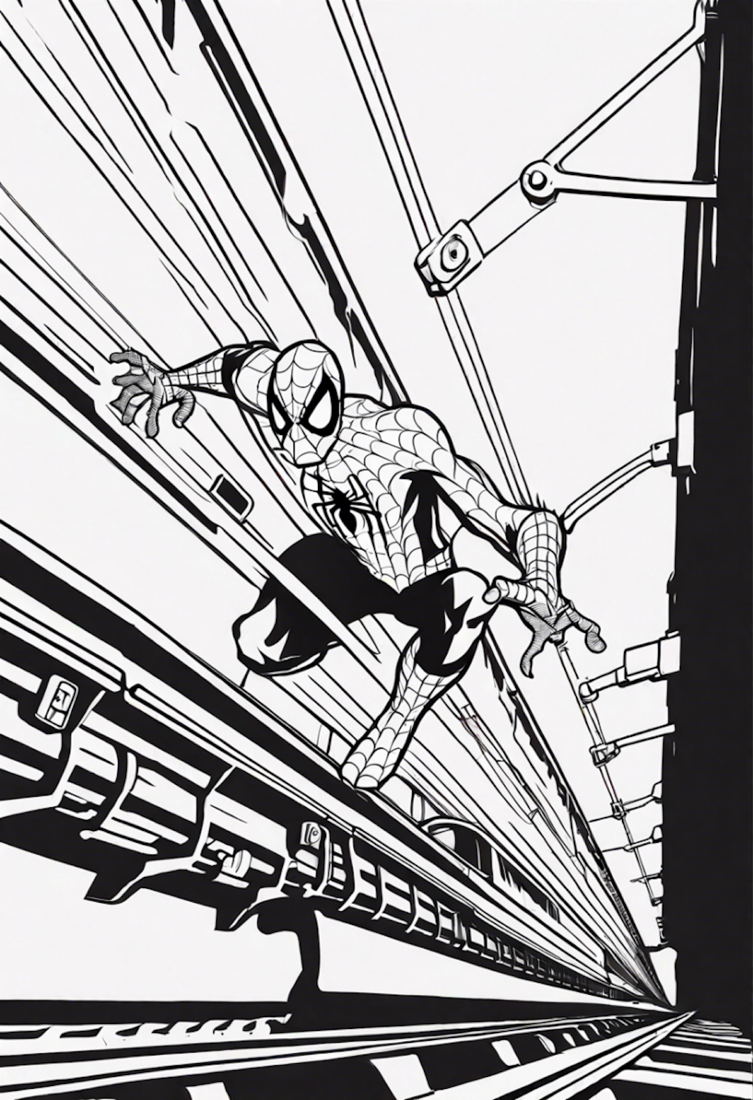 Spiderman Stopping A Train From Derailing coloring pages