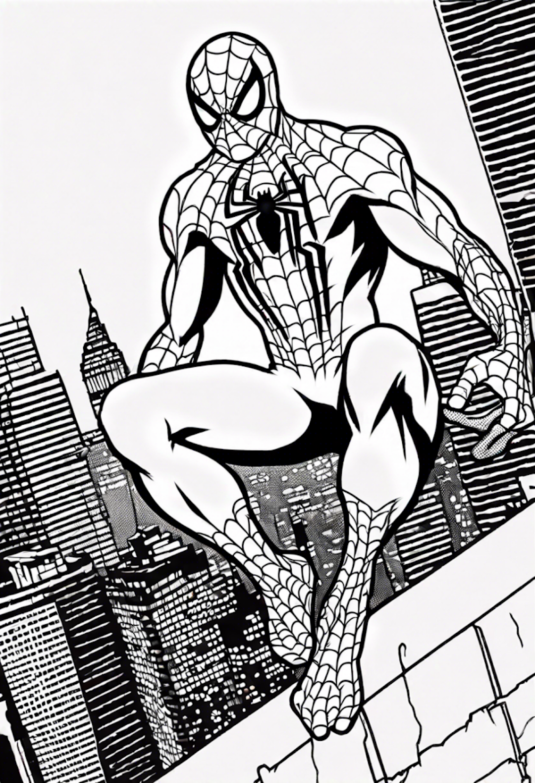 Spiderman Swinging Above The Hudson River coloring pages