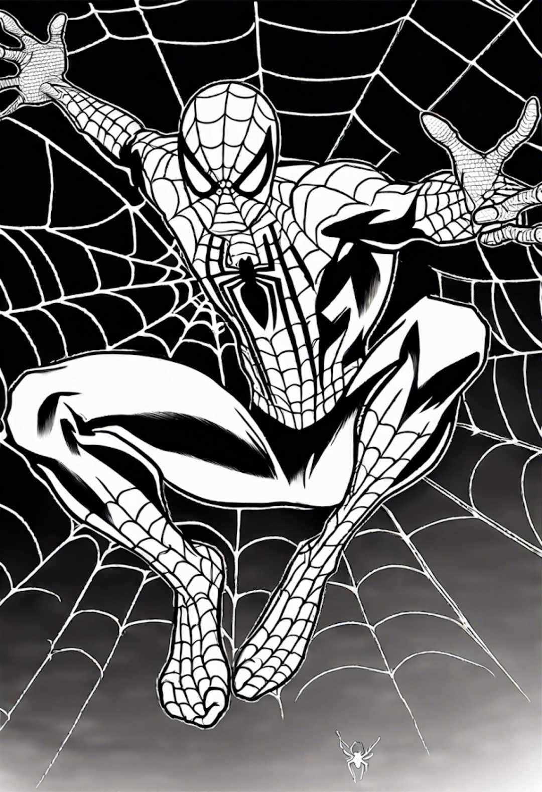 Spiderman Web Slinging Under The Moonlight coloring pages