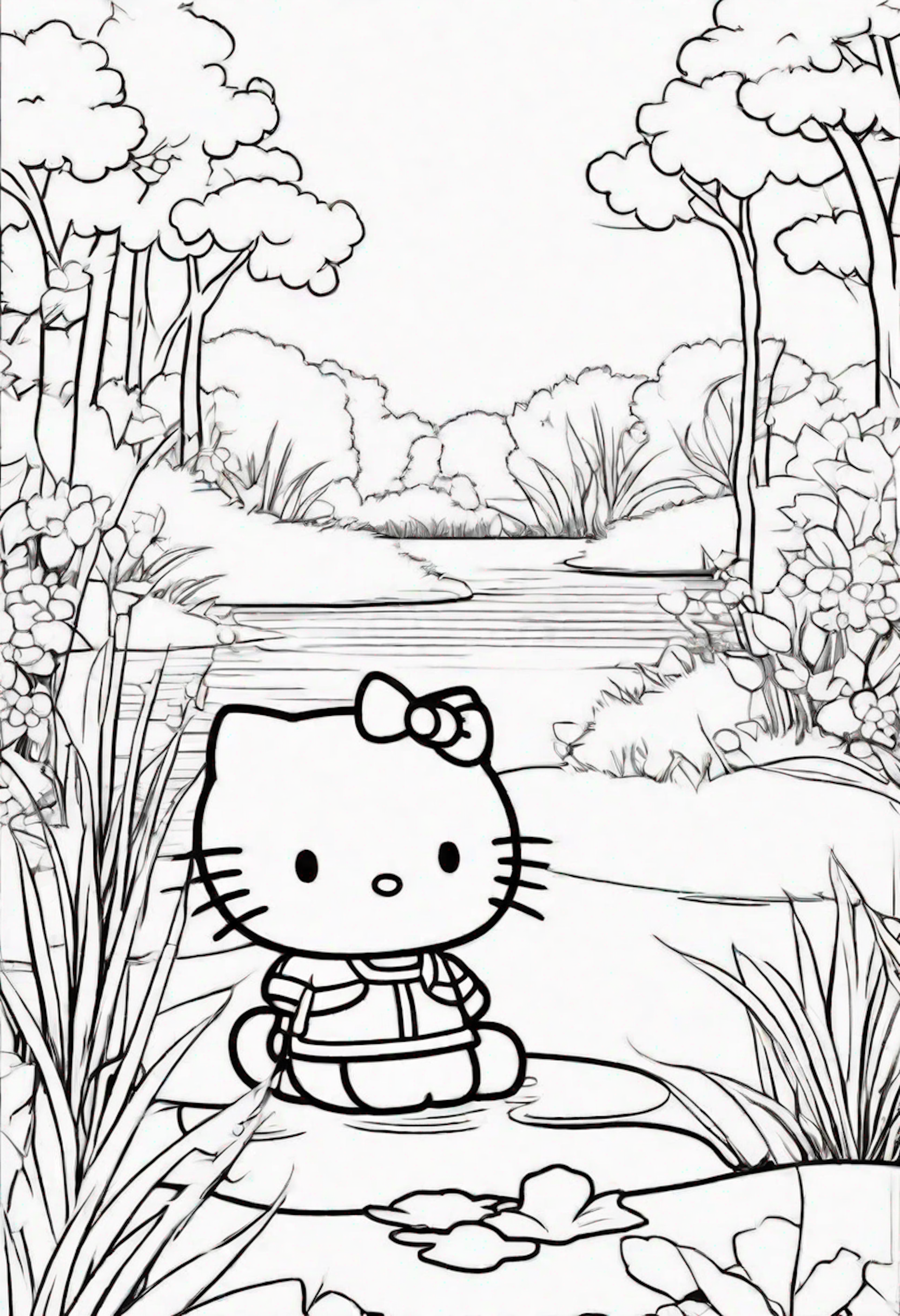 A coloring page for 2 Hello Kitty coloring pages