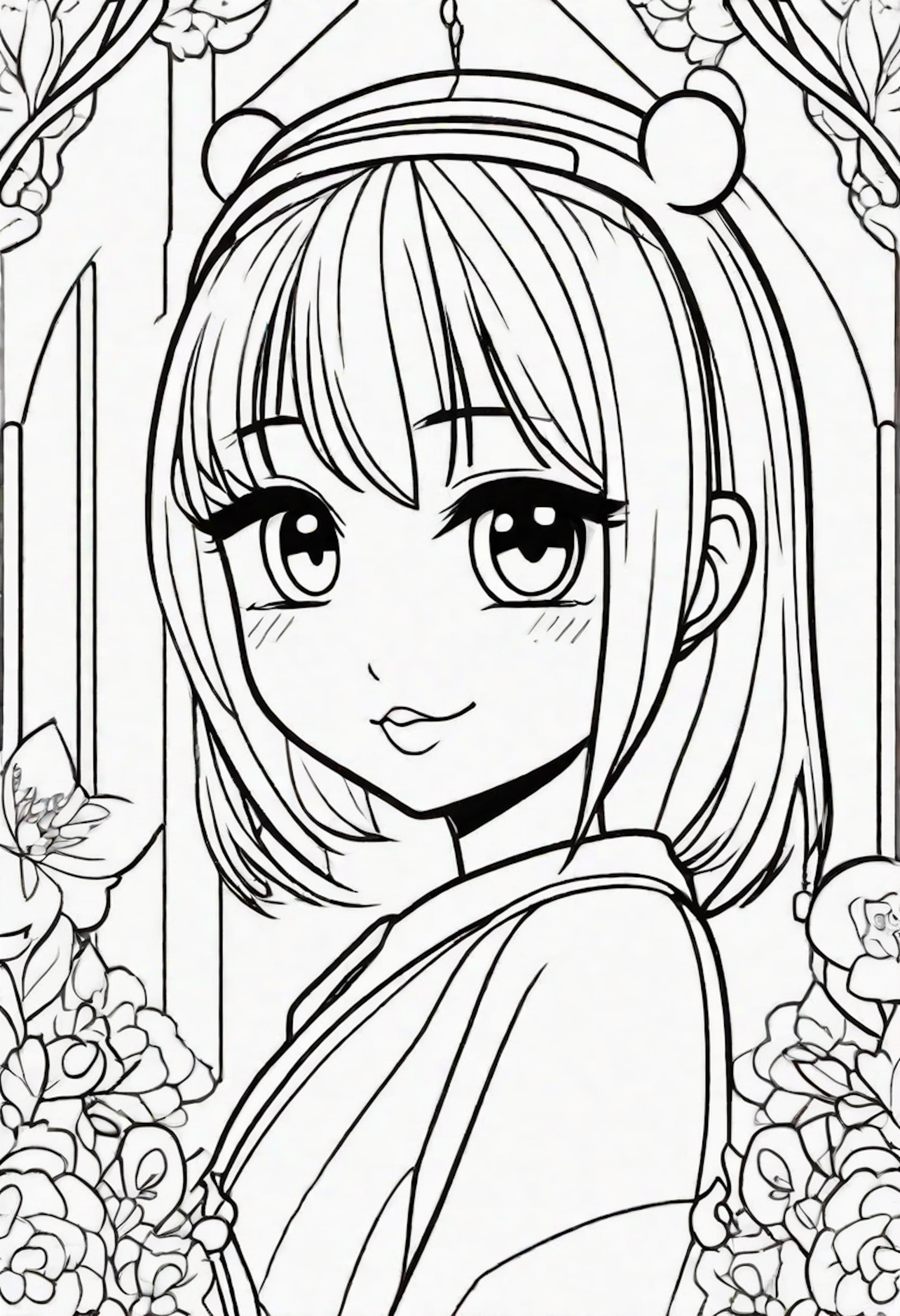 A coloring page for 2 Anime coloring pages