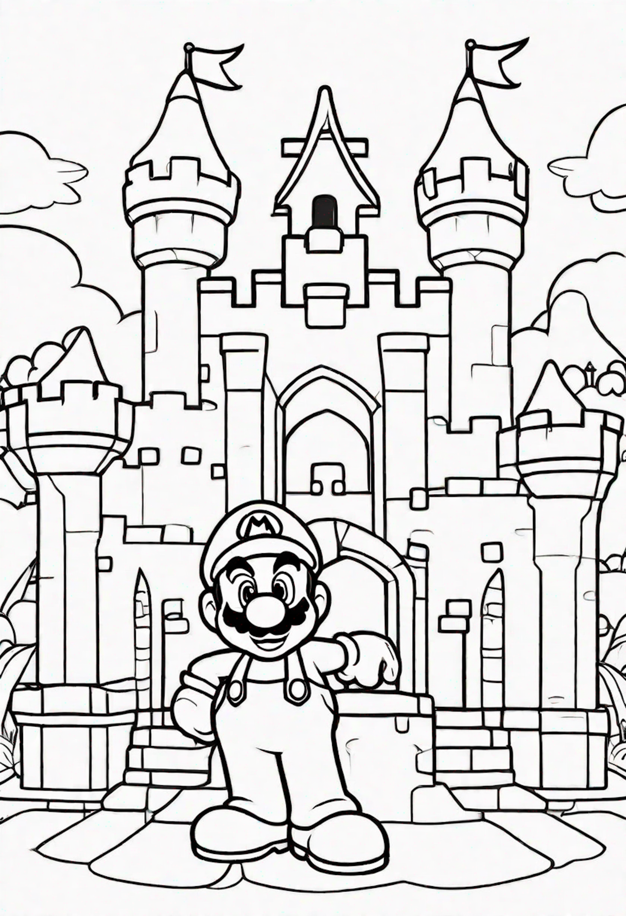 A coloring page for 2 Mario coloring pages